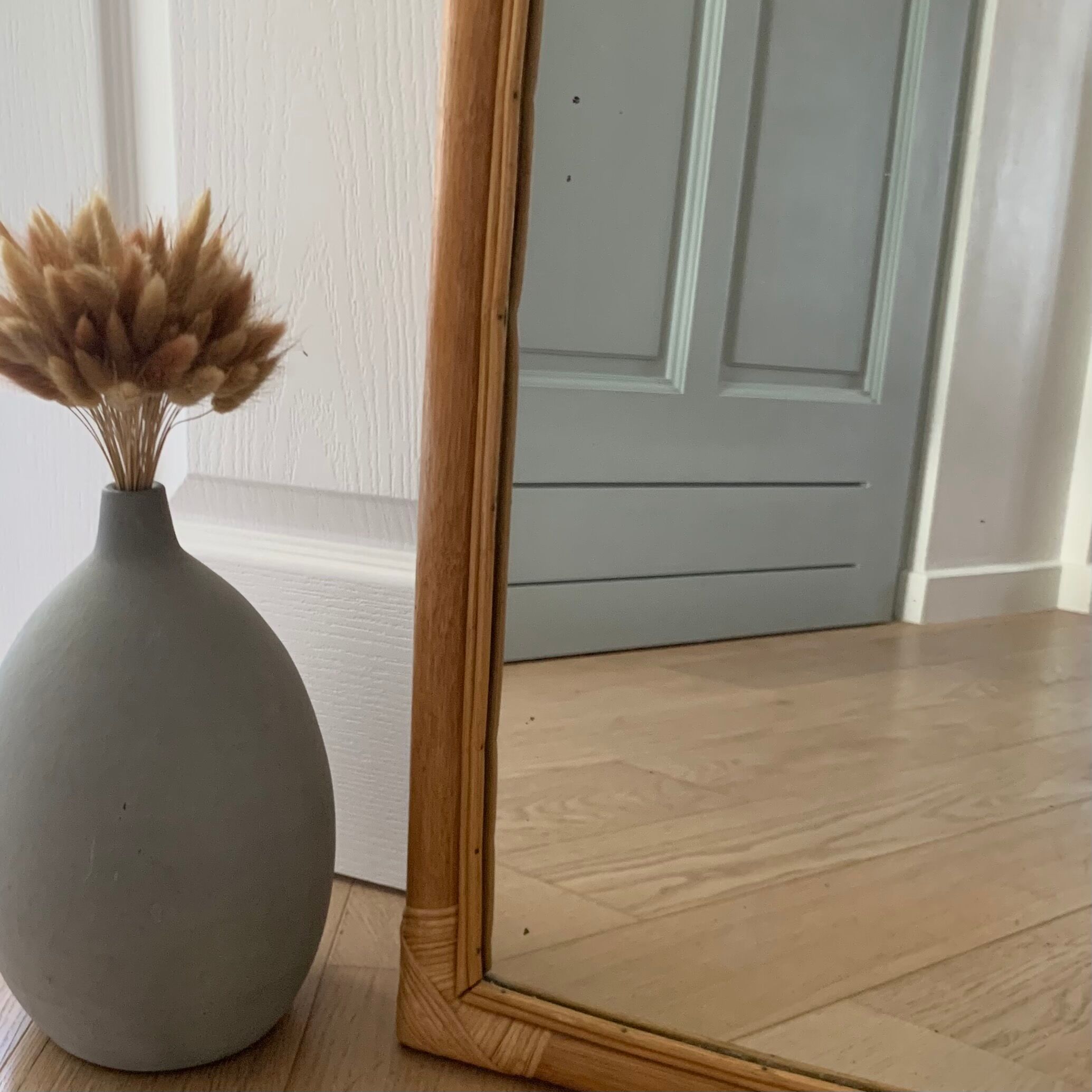 Rectangular rattan mirror