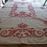 Cross-stitch embroidered tablecloth 160 x 130 in cotton