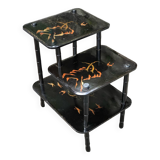 Antique chinese napoleon iii black lacquered shelf