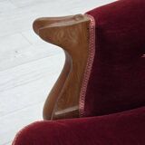 Canapé danois 2 places des années 1930, velours d'ameublement, bois de frêne, retapissé.