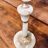 Onix and brass pedestal ashtray