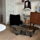 Table basse en verre fumé et chromé style François Monnet