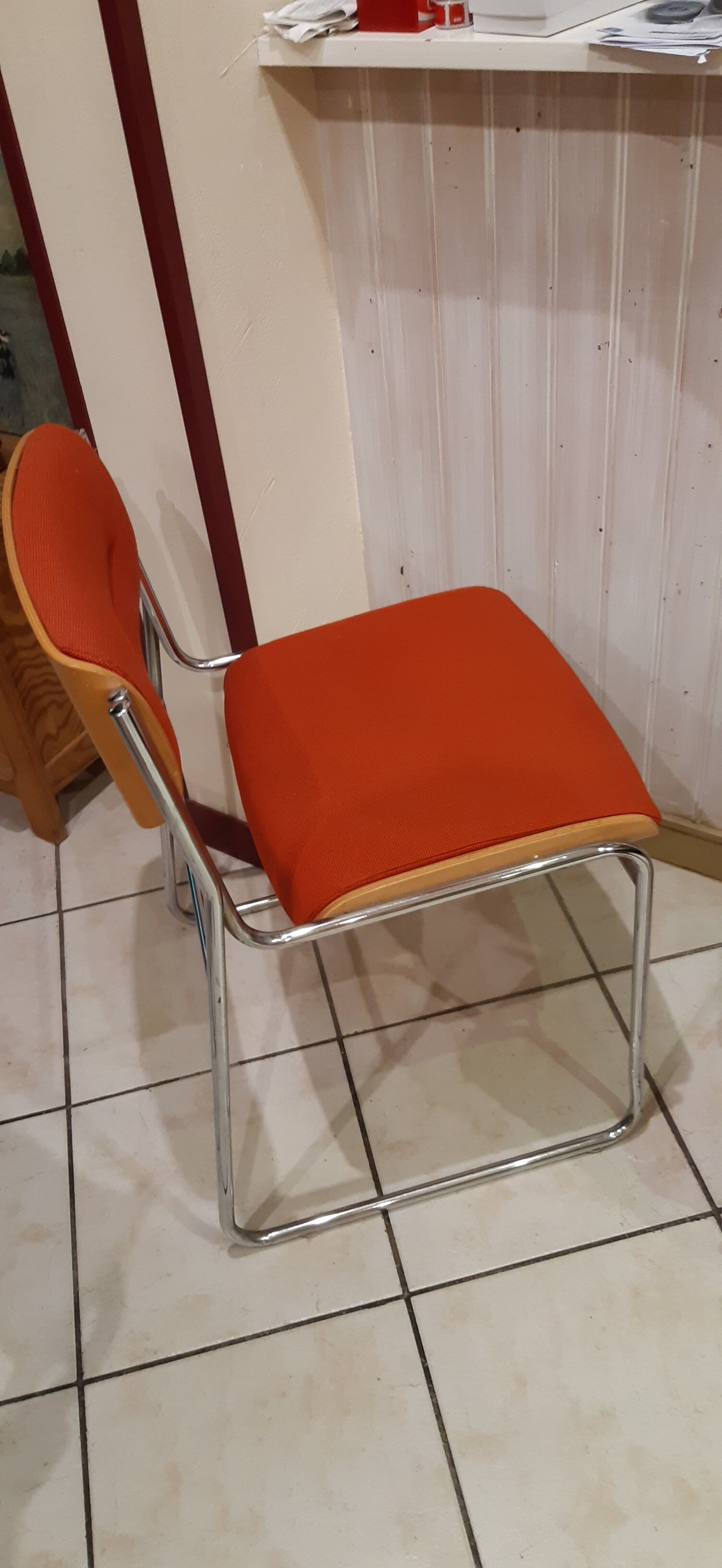 Fabric and wood chair ornage