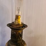 Pair of electrified nineteenth century kerosene lamp