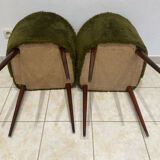 Vintage chairs - Retro chic design - Moss green fur