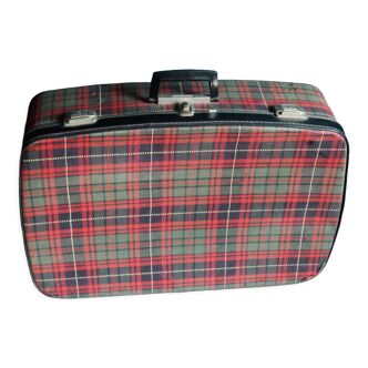 Vintage suitcase in red and green tartan