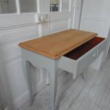 Console, side desk of beautiful craftsmanship re-enchanted in verdigris