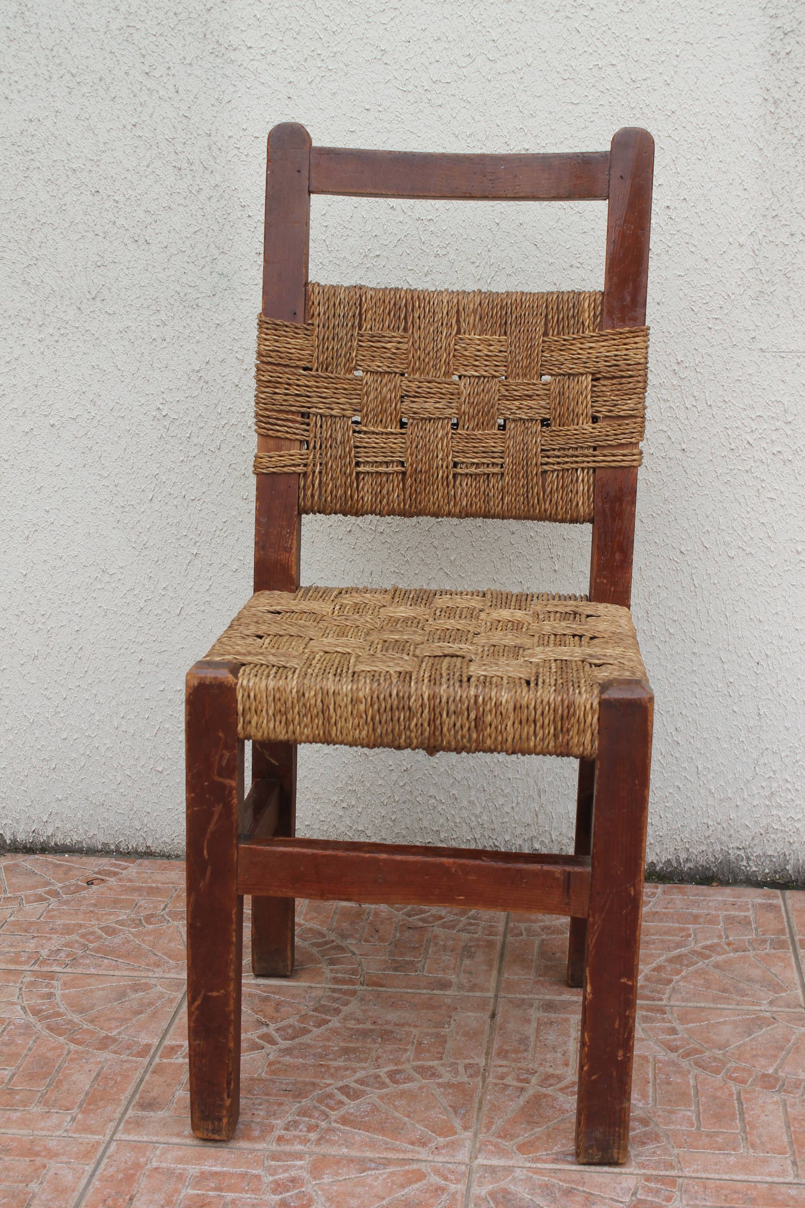 Cord and wood chair