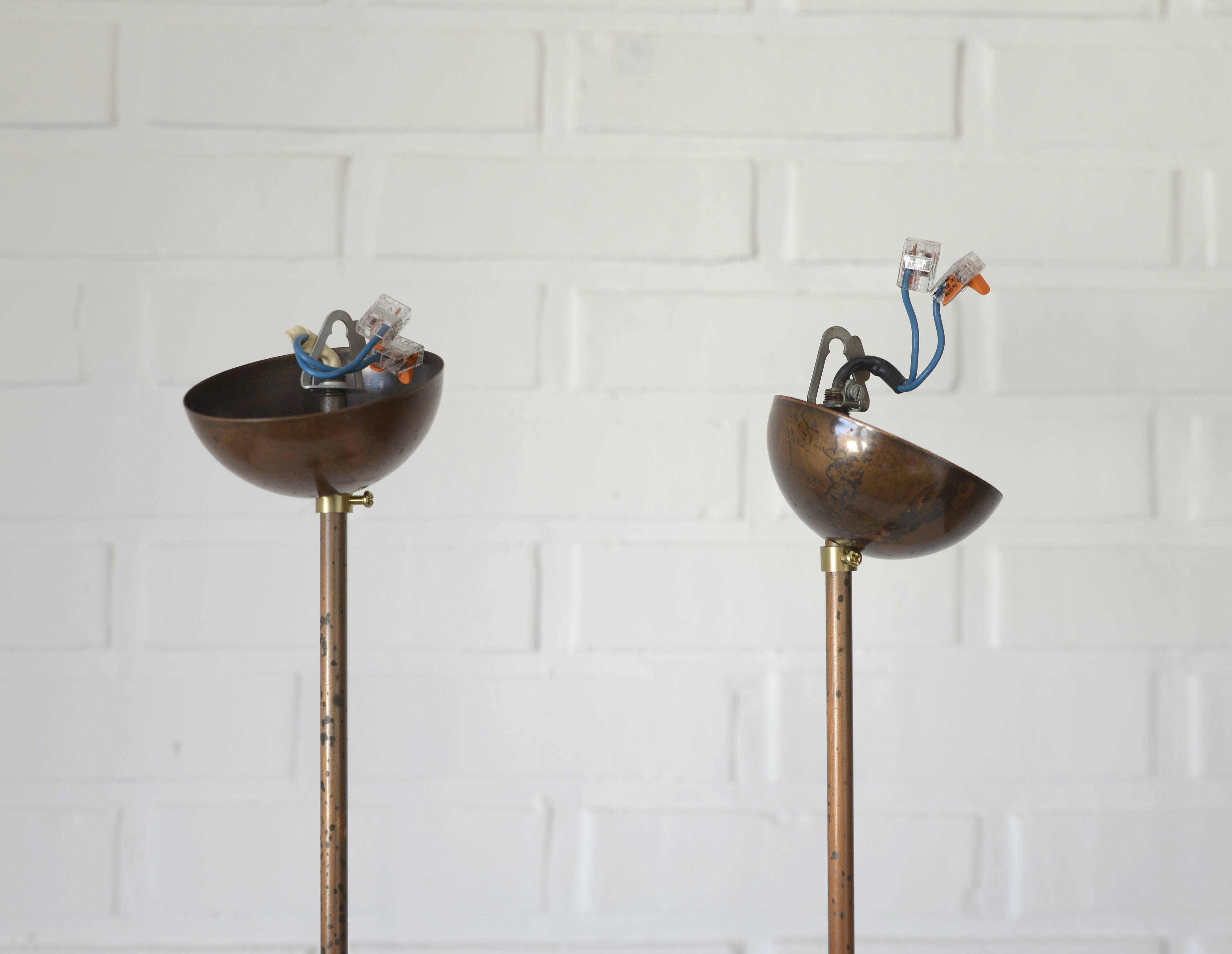 Vintage pendant light set of 2 rustic copper hanging lamps Yugoslavia 1970