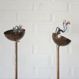 Vintage pendant light set of 2 rustic copper hanging lamps Yugoslavia 1970