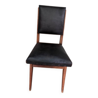 1960s chair in wood and brown-black Skai