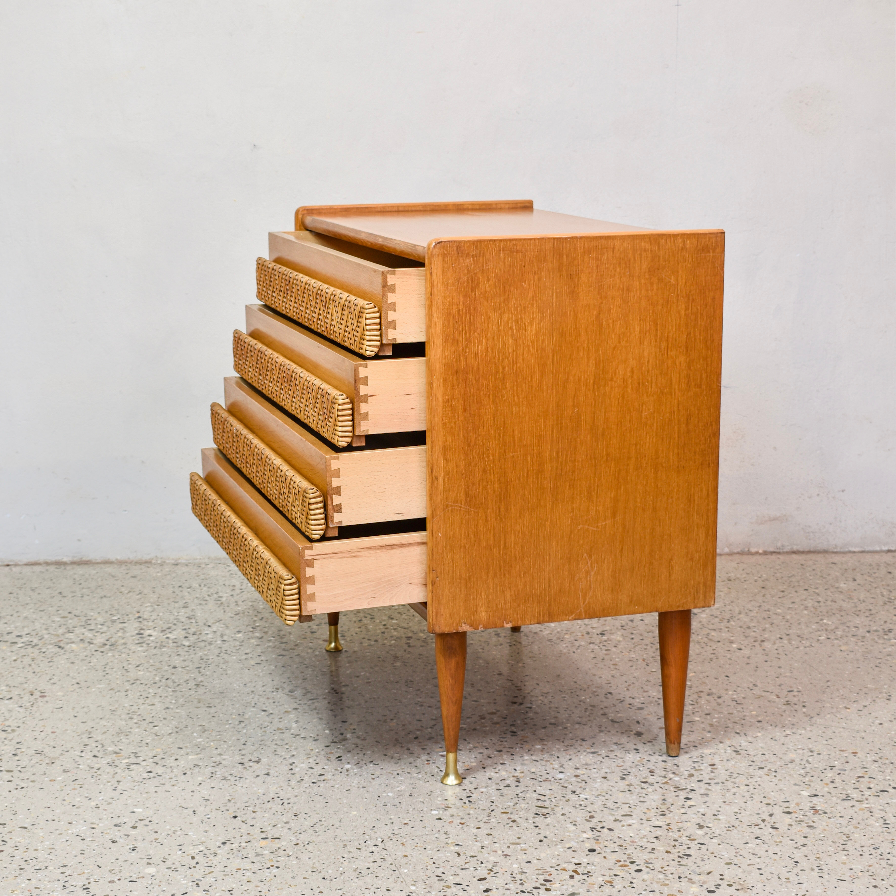 Oak & rattan commode