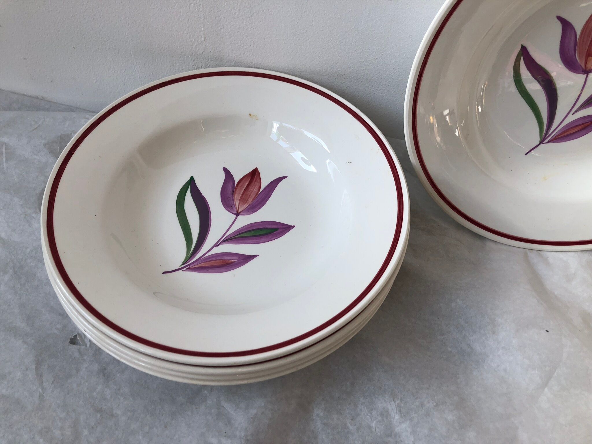 Set of 5 soup plates Digoin Sarreguemines Fanfan