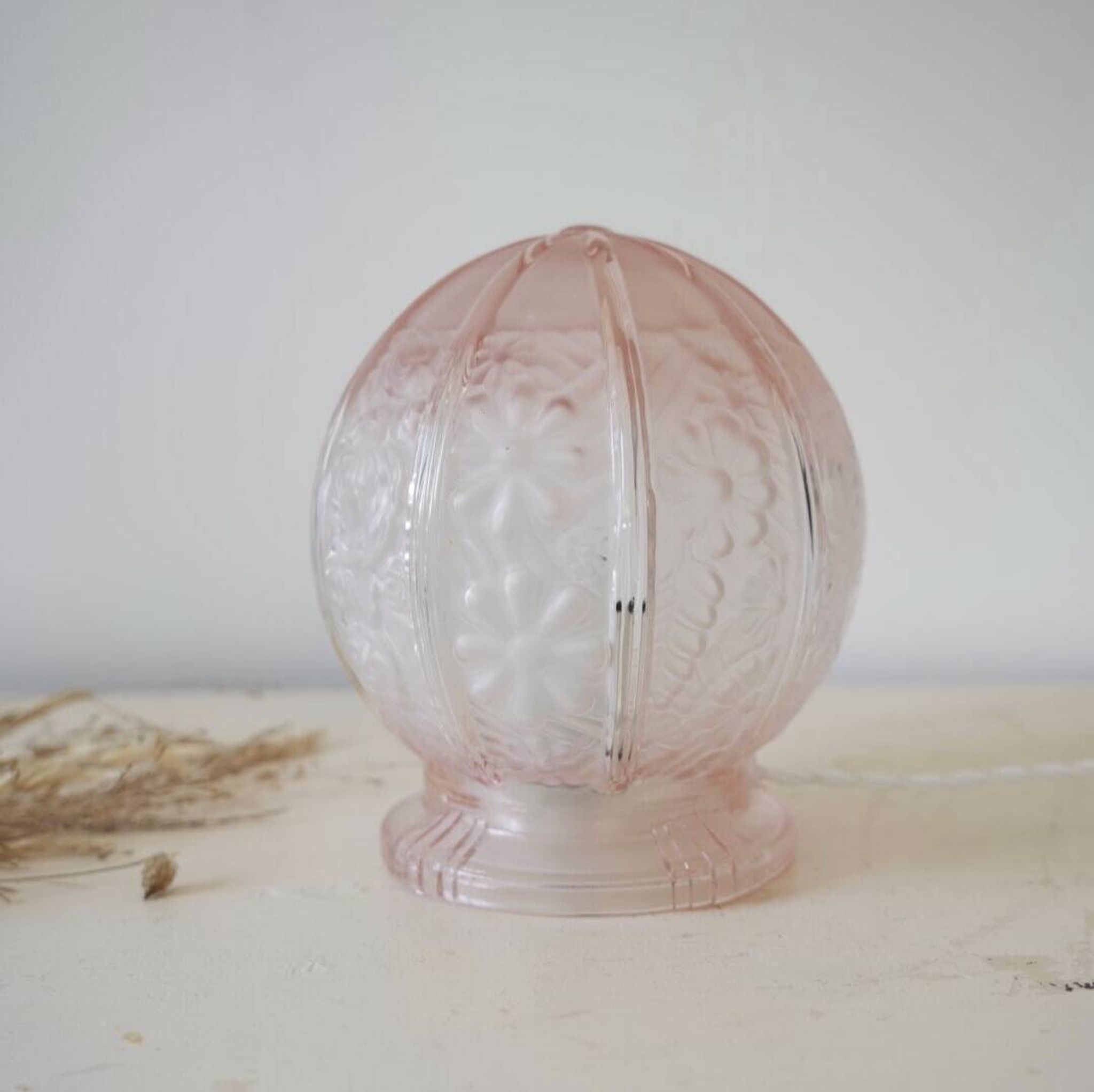 Lampe art déco verre rose