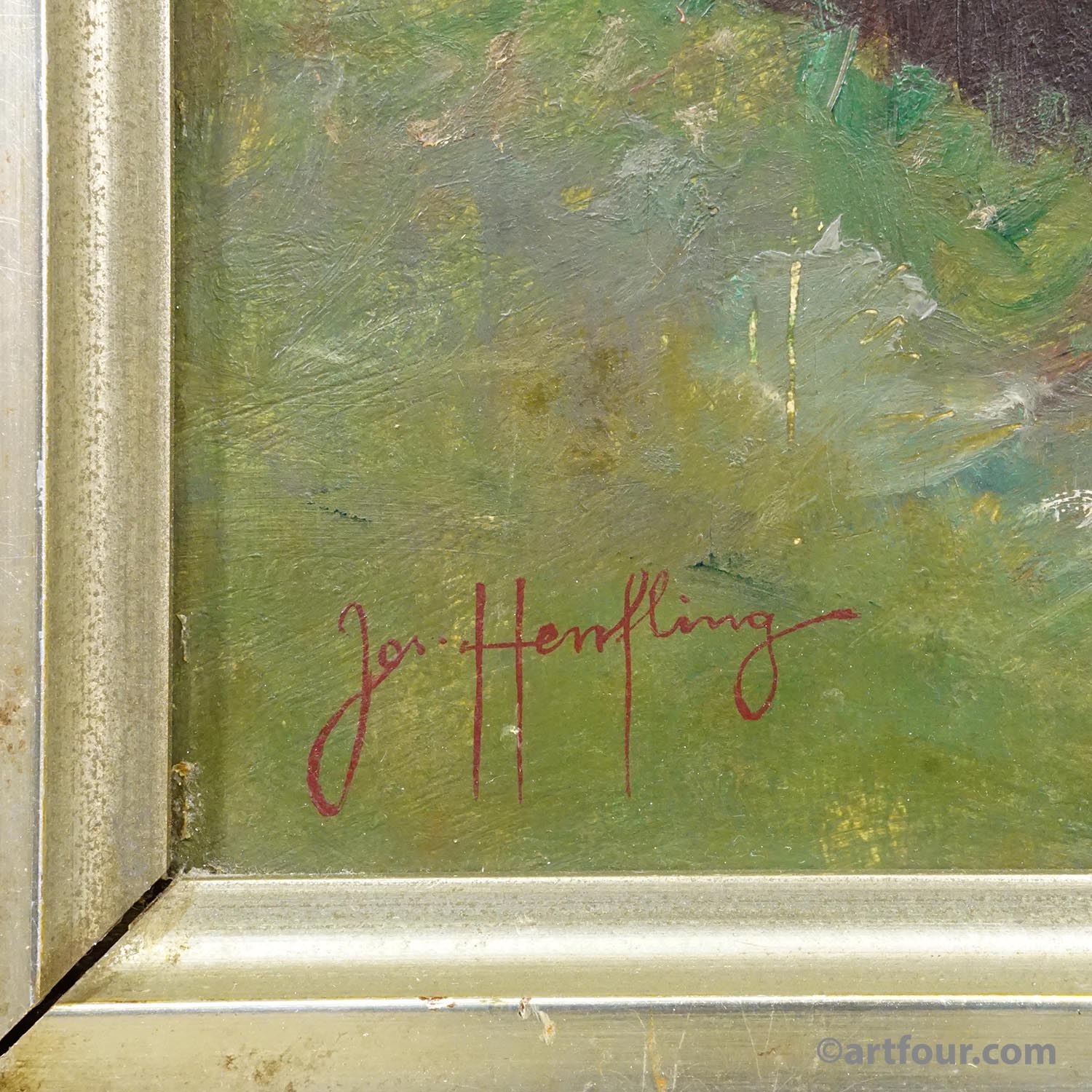 Biedermeier painting of a European alpine village, late 19th century.