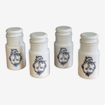 White opaline apothecary jars