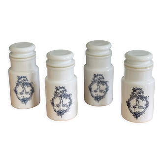 White opaline apothecary jars