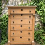High empire chest of drawers in solid raw oak