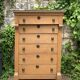 Empire high chest of drawers in solid raw oak