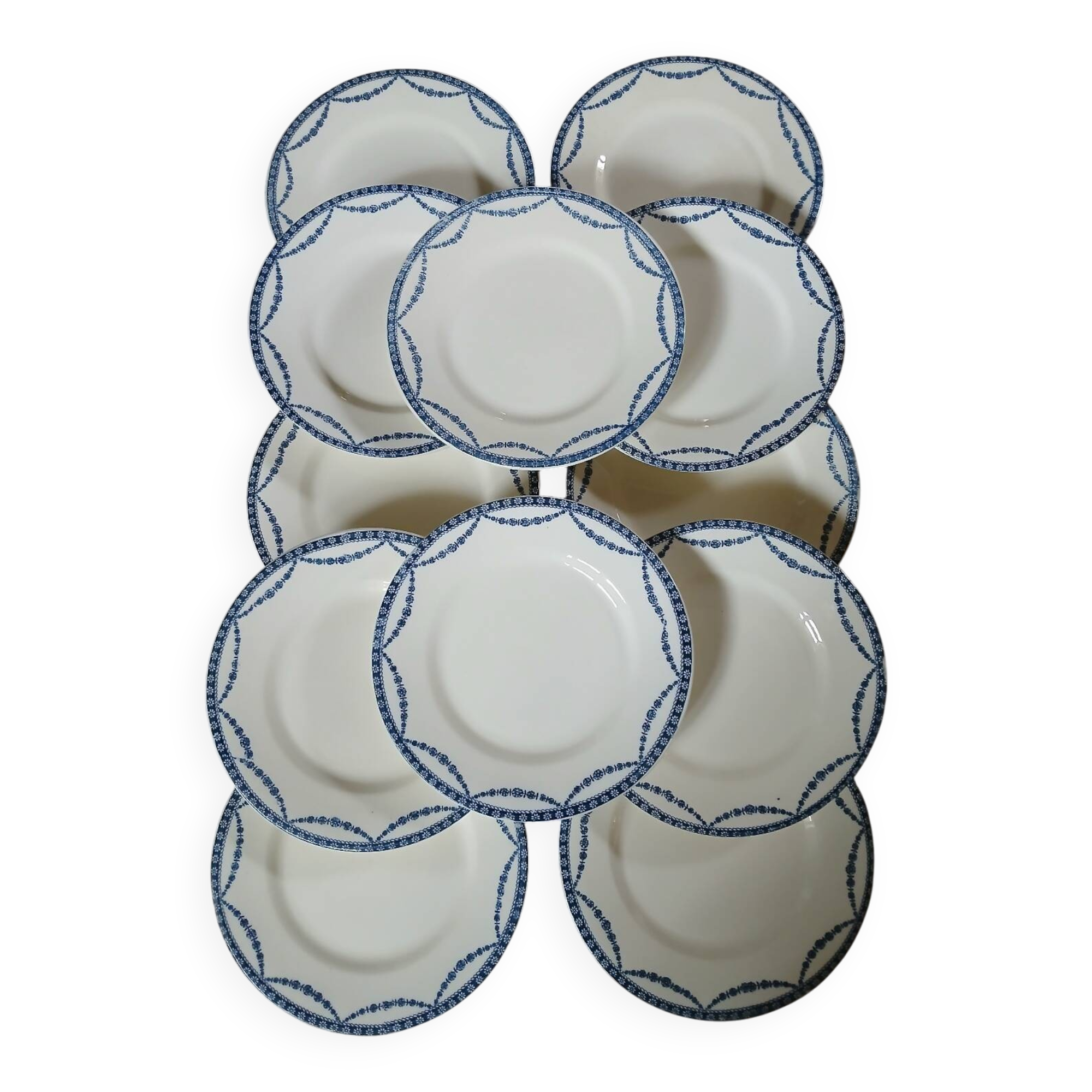 12 antique ironstone dinner plates