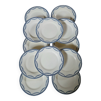 12 antique ironstone dinner plates