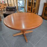 Extendable teak round table – vintage Scandinavian design – Ø120 cm + 2 extensions