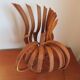 Large Scandinavian arched wooden lamp 60s 70s