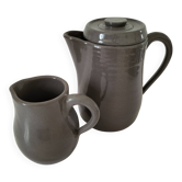 Duo verseuse et pot à lait en grès brun – céramique vintage