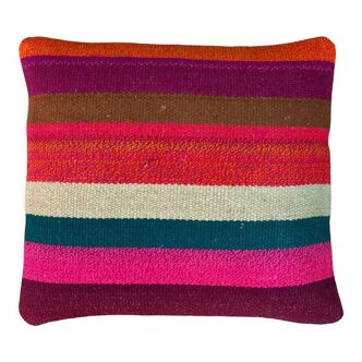 Vintage turkish kilim cushion cover , 40 x 40 cm