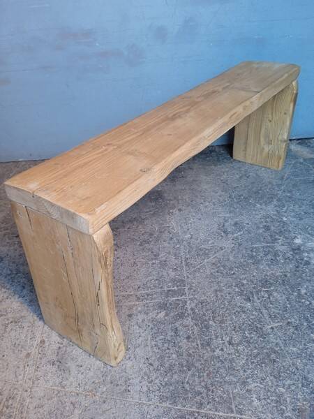 Bench 120 cm old solid wood with patina