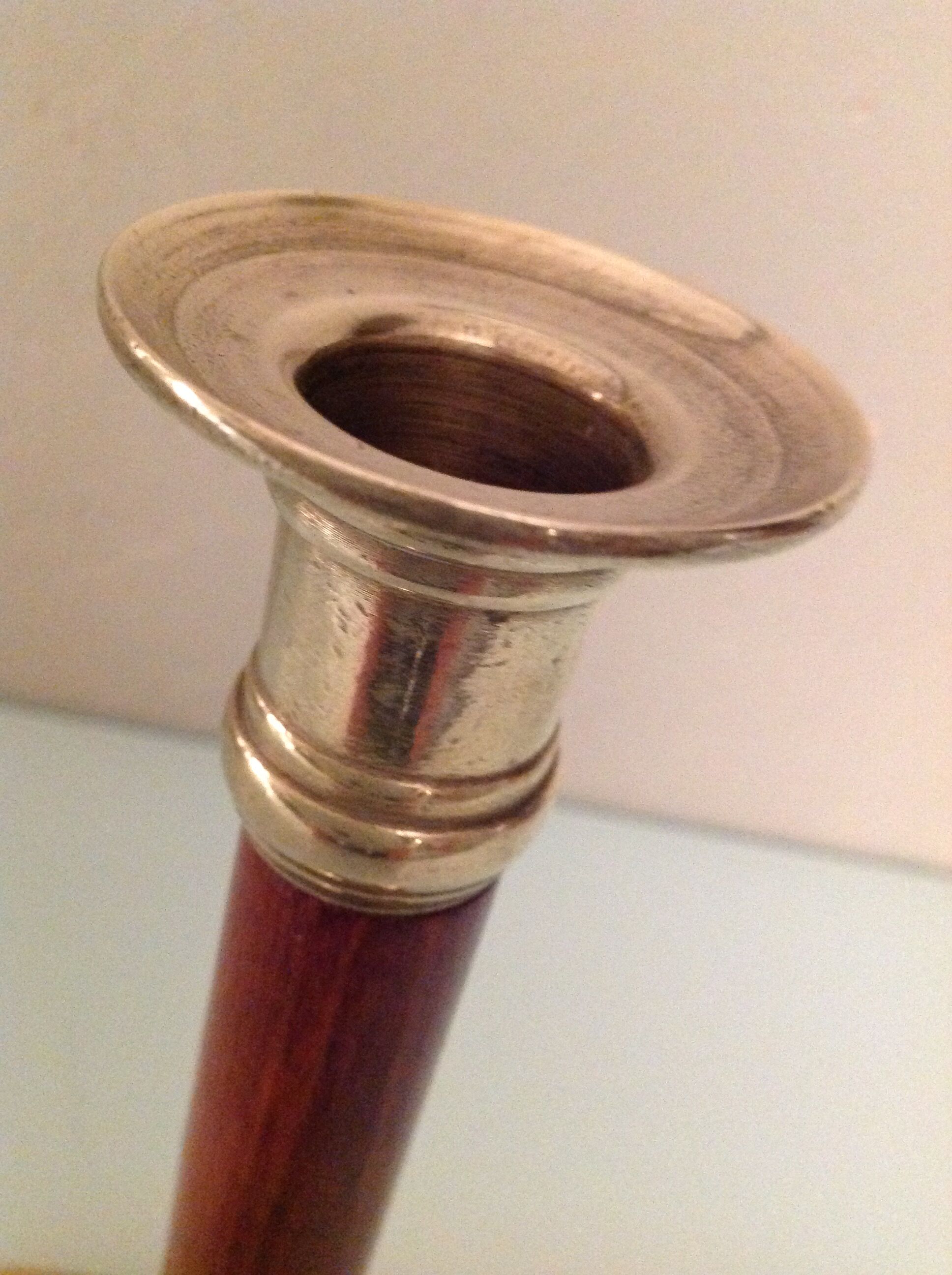 Wooden and brass candle holder art deco style