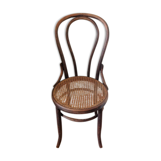 Chaise bistrot Fischel avec assise cannée / vintage années 30-40