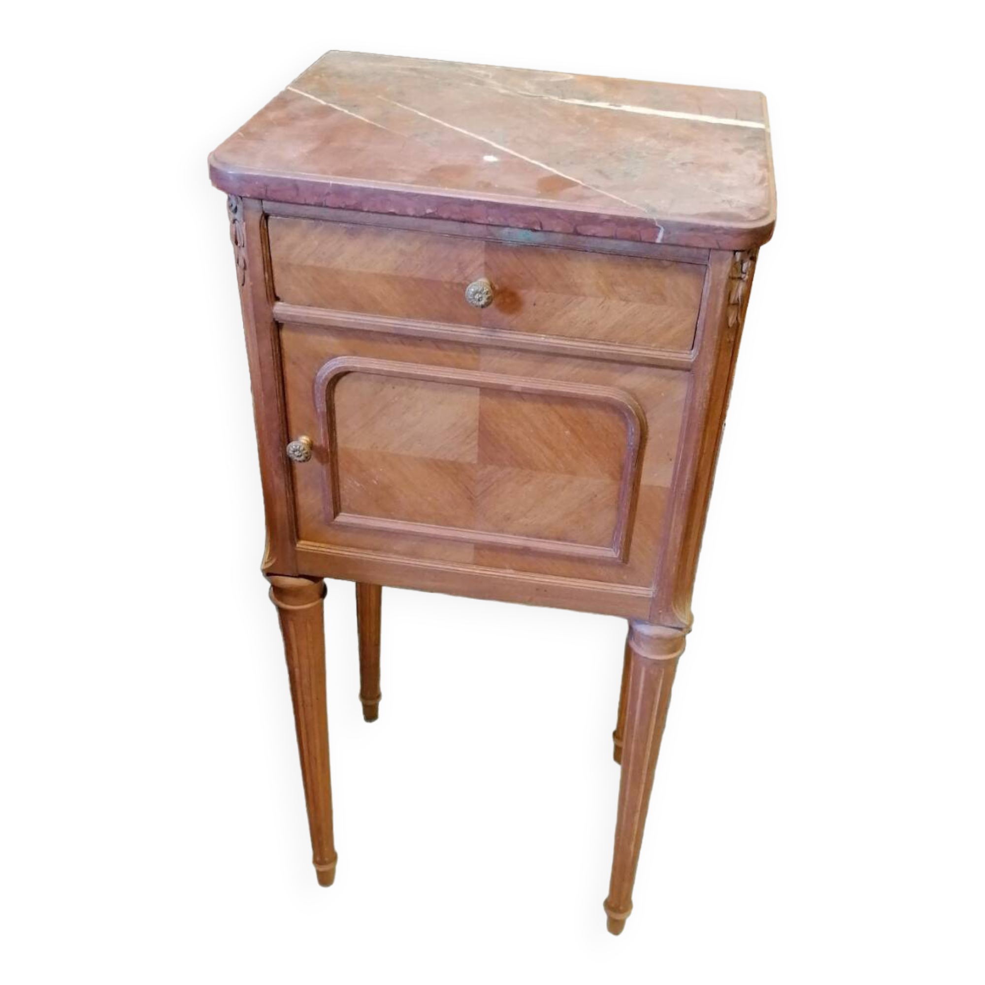Louis XVI style wooden bedside table.