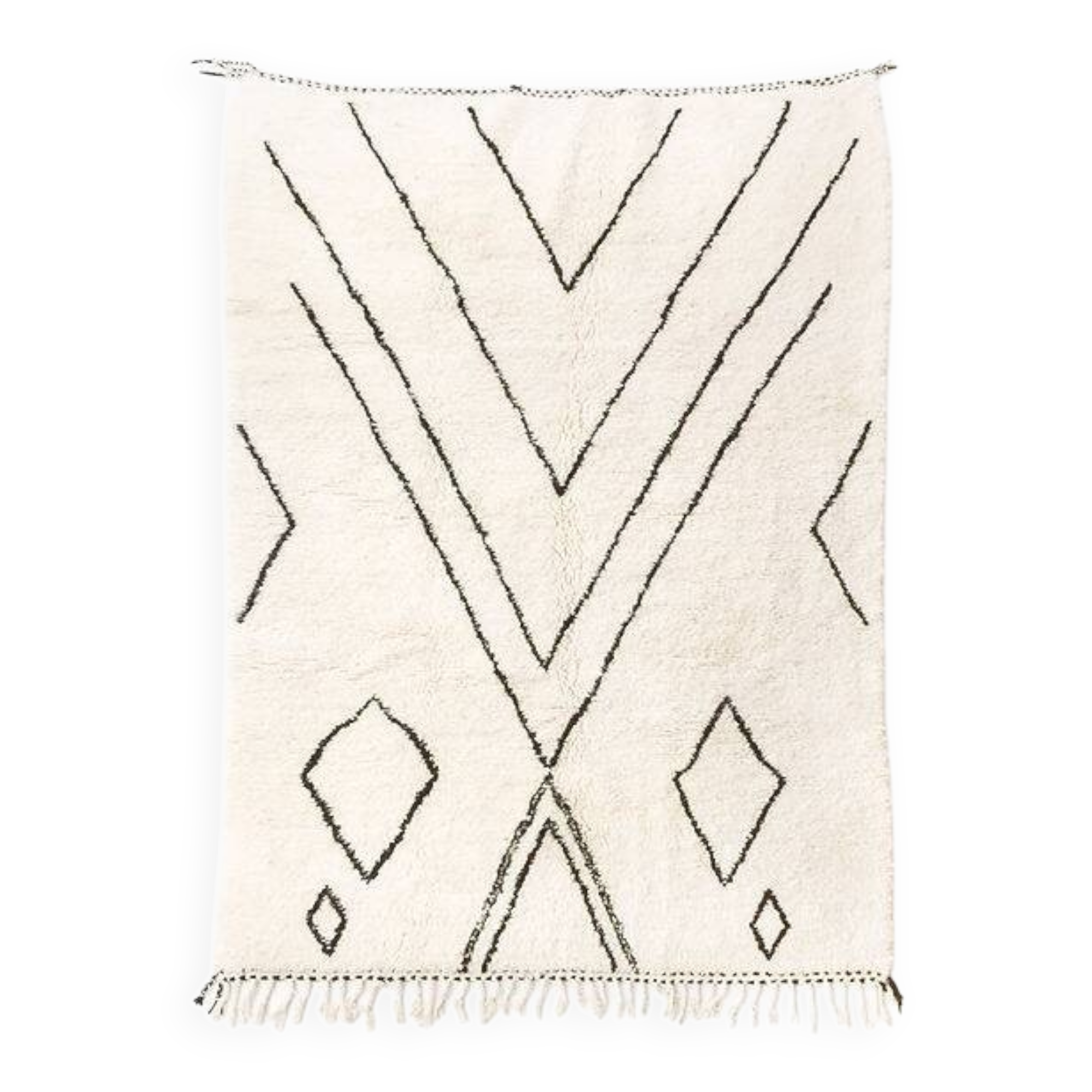White Moroccan rug decorated size 250cmx150cm