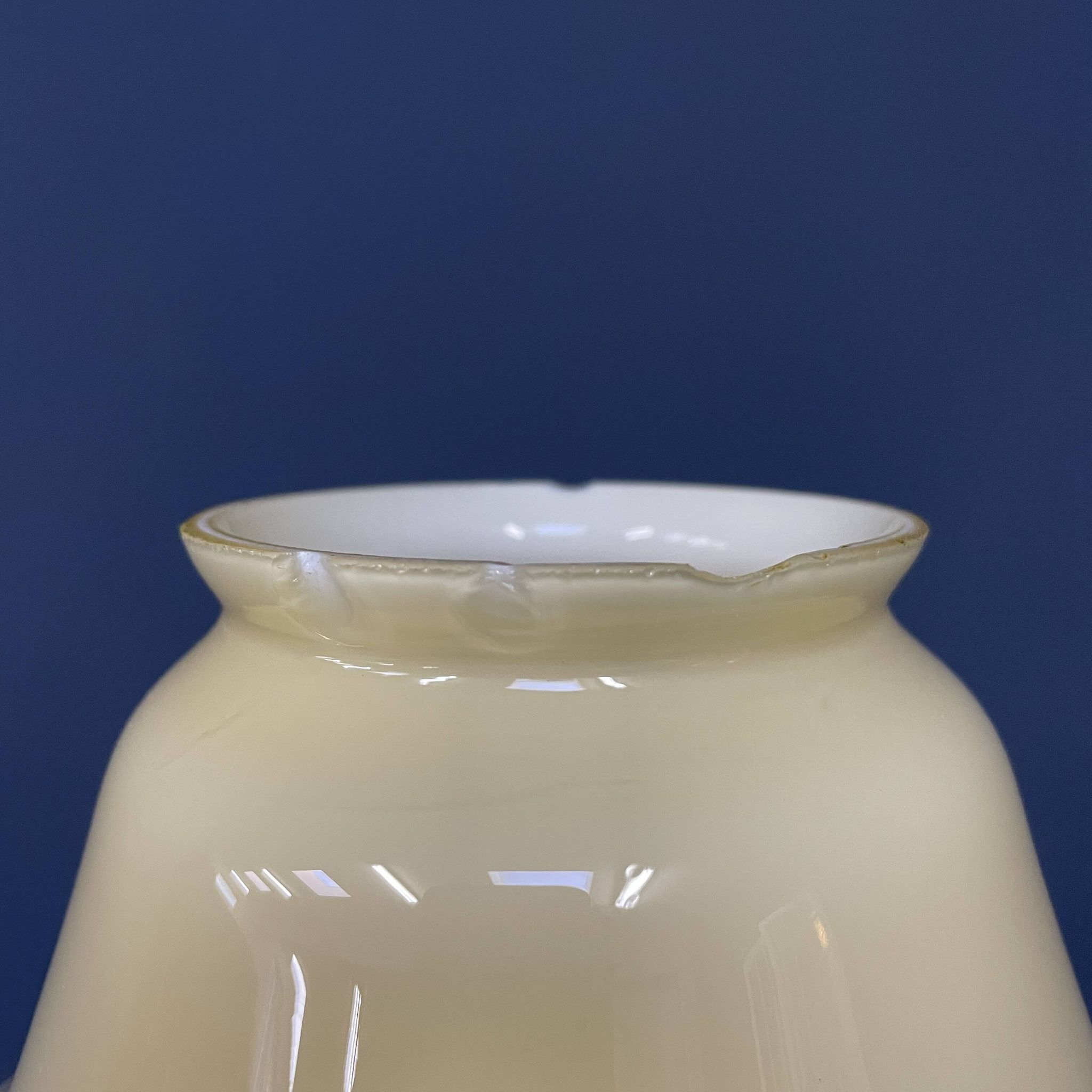 Standing copper table lamp with glass shade