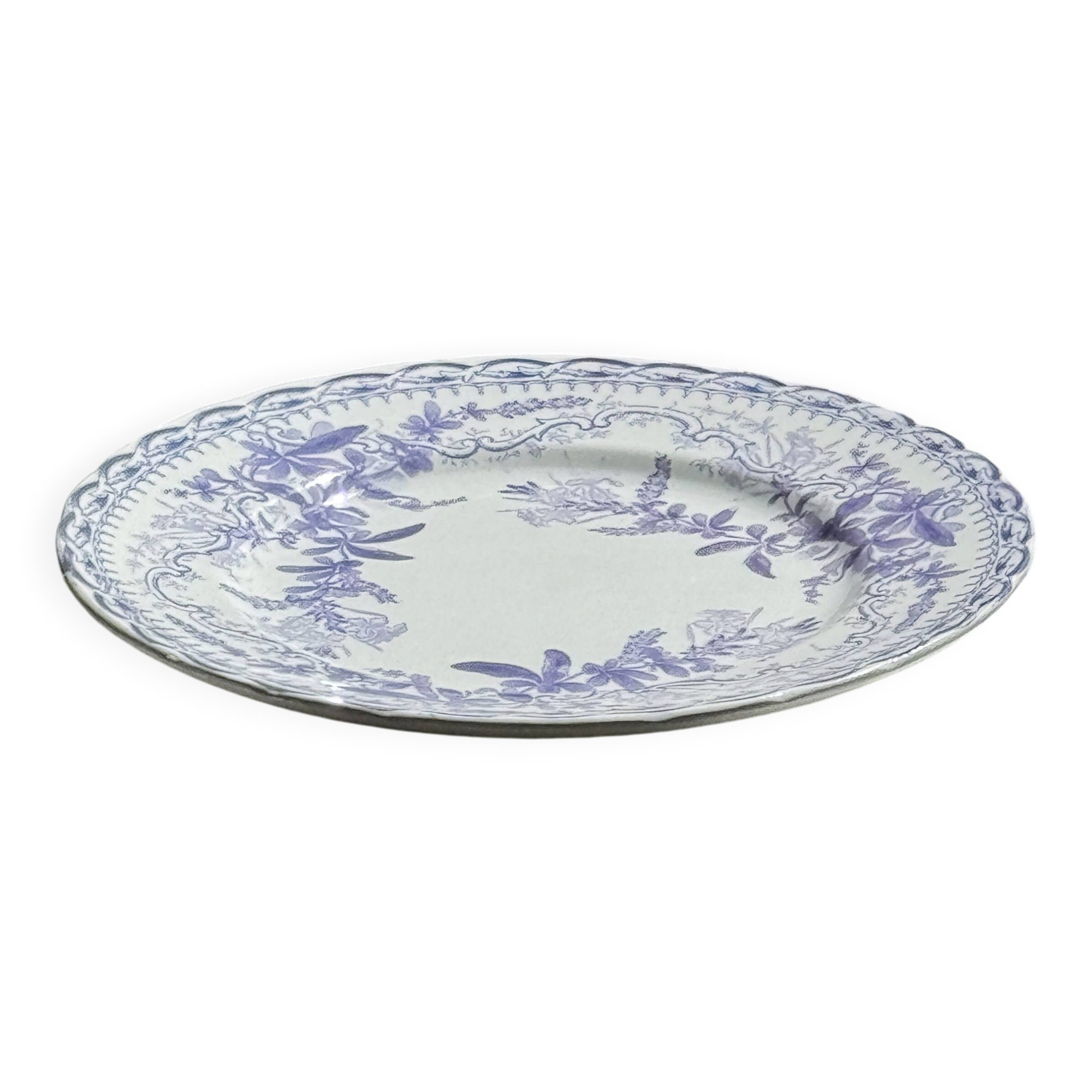 Set of 5 flat plates in earthenware with a lavender floral design H2 D22
