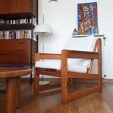 Vintage armchair in solid pine 70s