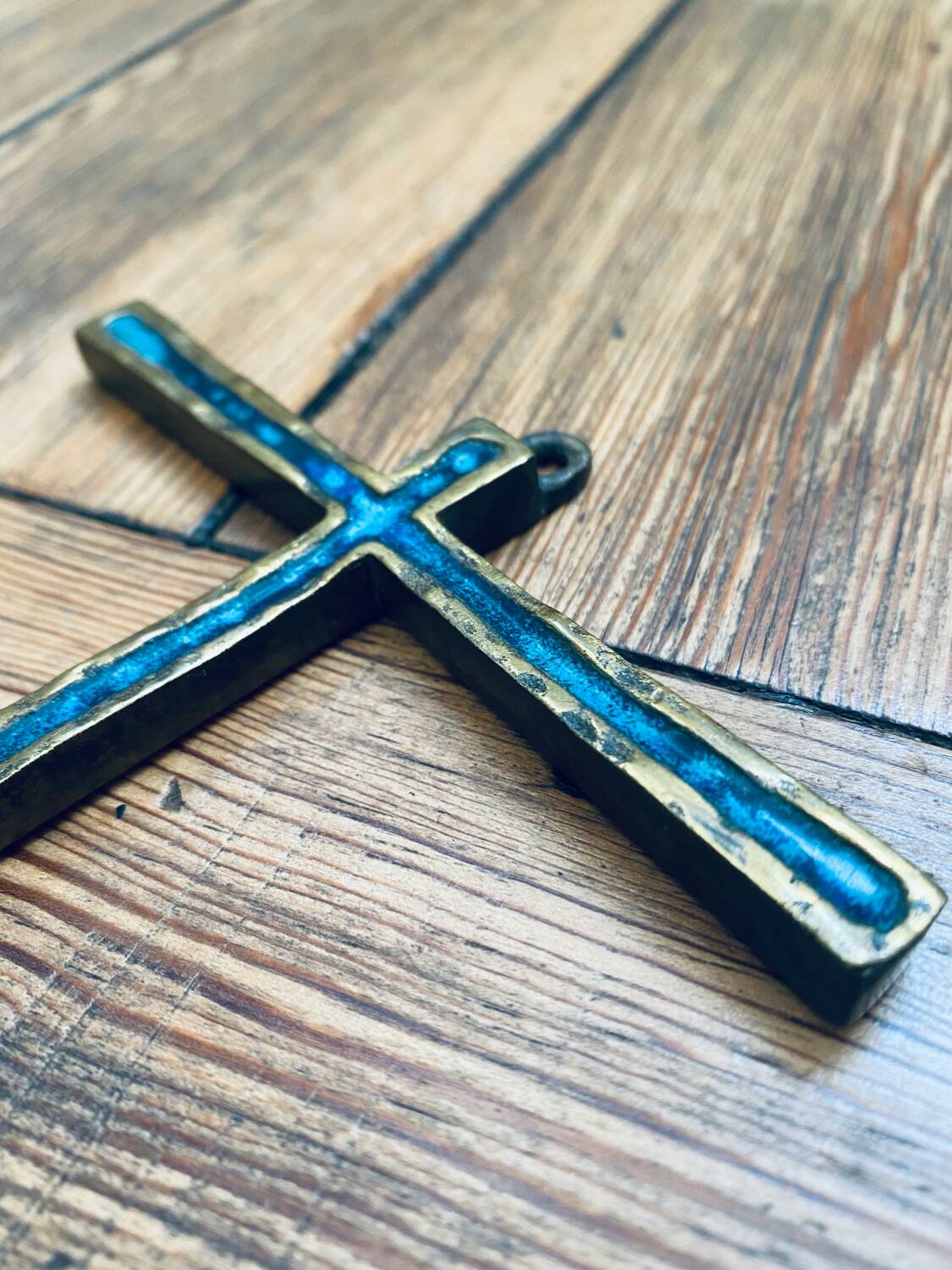 Piéchaud enameled bronze wall cross.