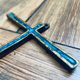 Piéchaud enameled bronze wall cross.