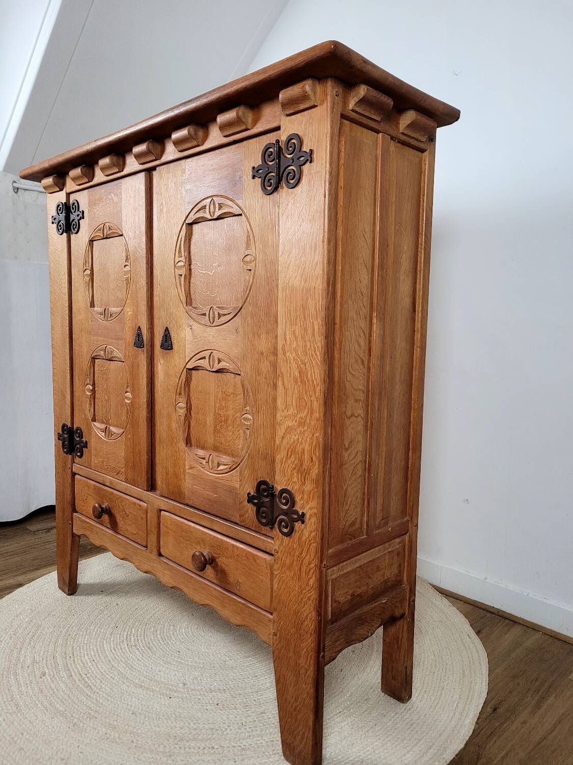 Vintage design solid oak sideboard