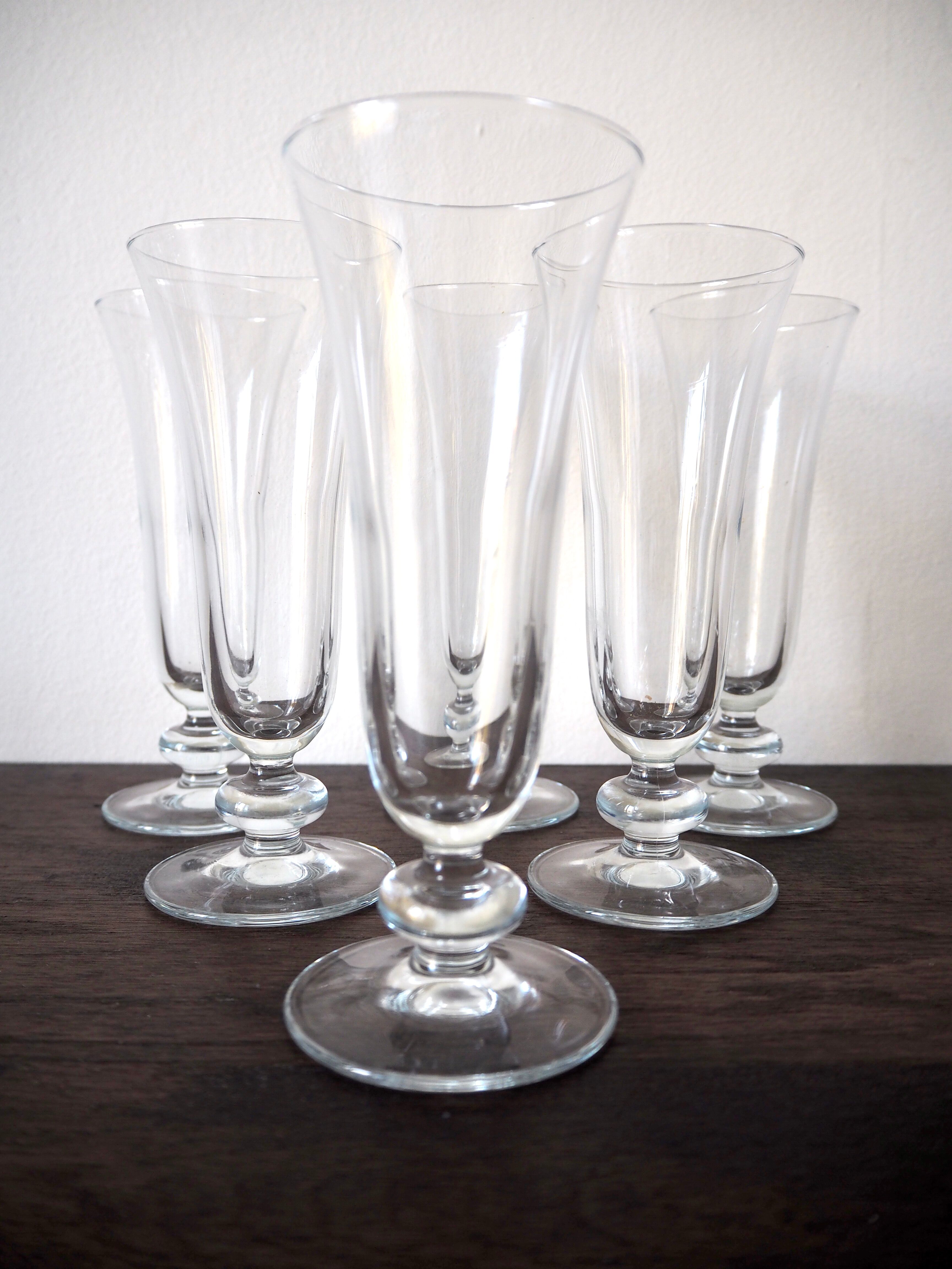Set de 6 flûtes à champagne avec pieds boules