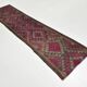 Burgundy Geometric Tribal Kilim Runner Rug, 80x342Cm