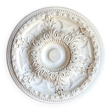 Rosette on white background, decorated with scrolls and beaded frieze ⌀ 61 cm