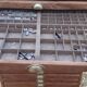 Printing cabinet 16 drawers with these lead letters