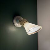 Vintage tulip wall light in white and gold frosted glass