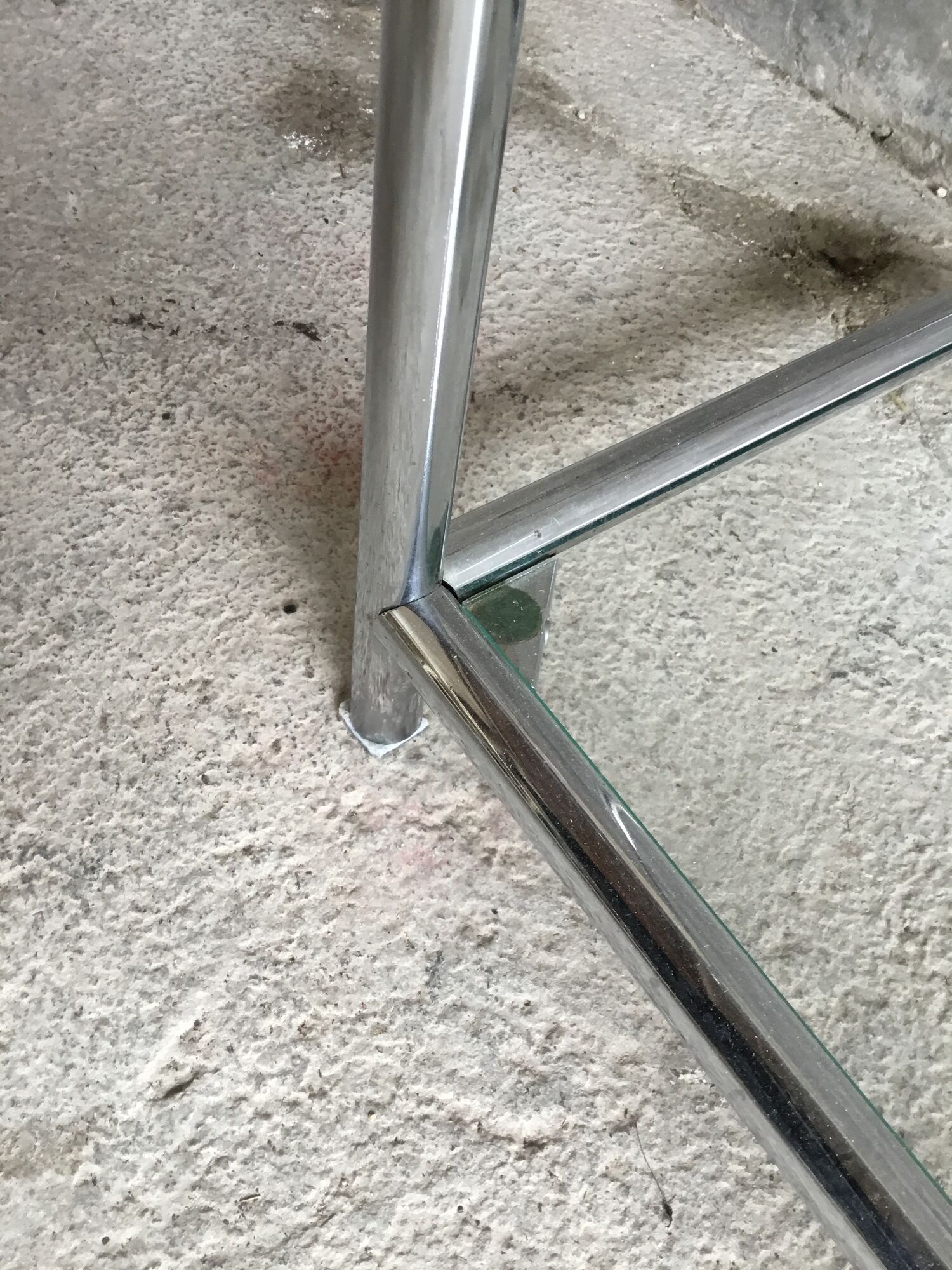 Shelf on chromed metal legs and glass tops 1970
