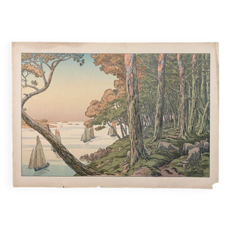 Lithographie par Henri Rivière Soir d'été