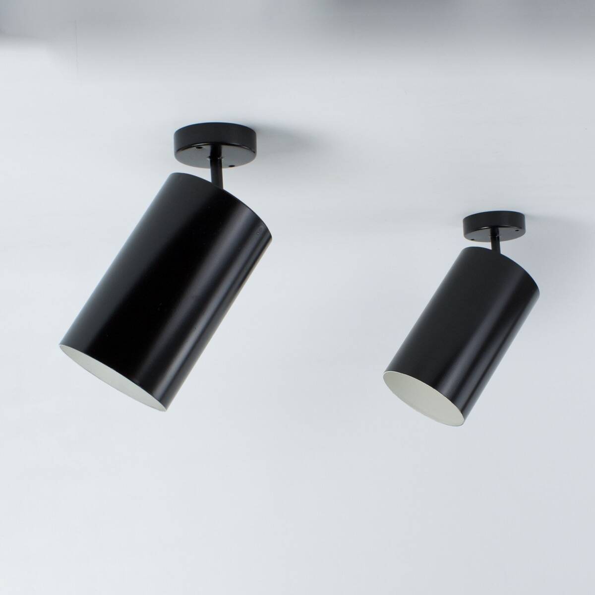 Black metal wall or ceiling lights, vintage 1950, Parscot, pipe spots.