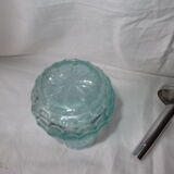Blue moulded glass sugar bowl
