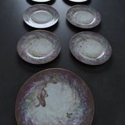 Assiettes à dessert porcelaine Daum et plat assorti